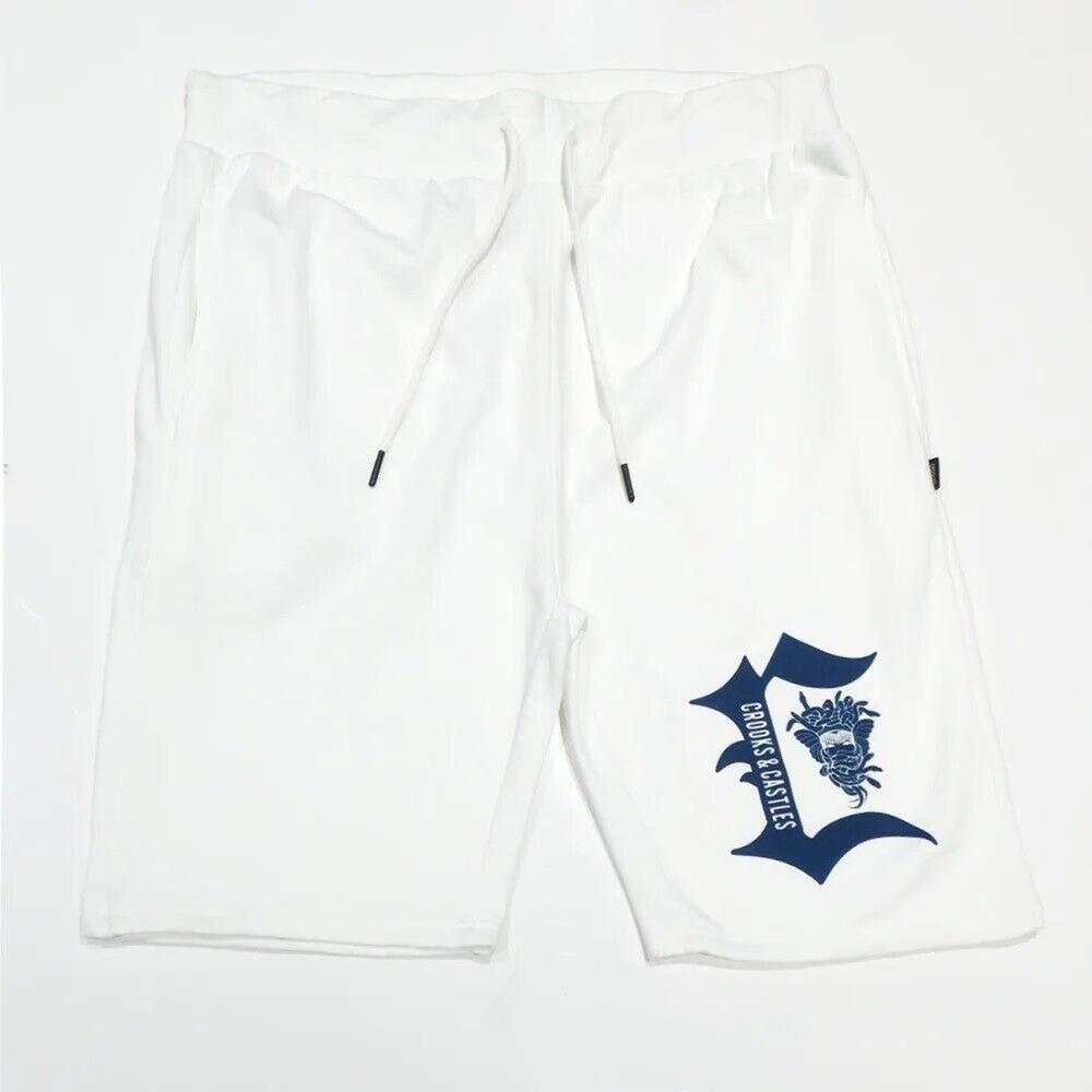 Crooks & Castles Men's Medusa C Logo Sweat Shorts in White